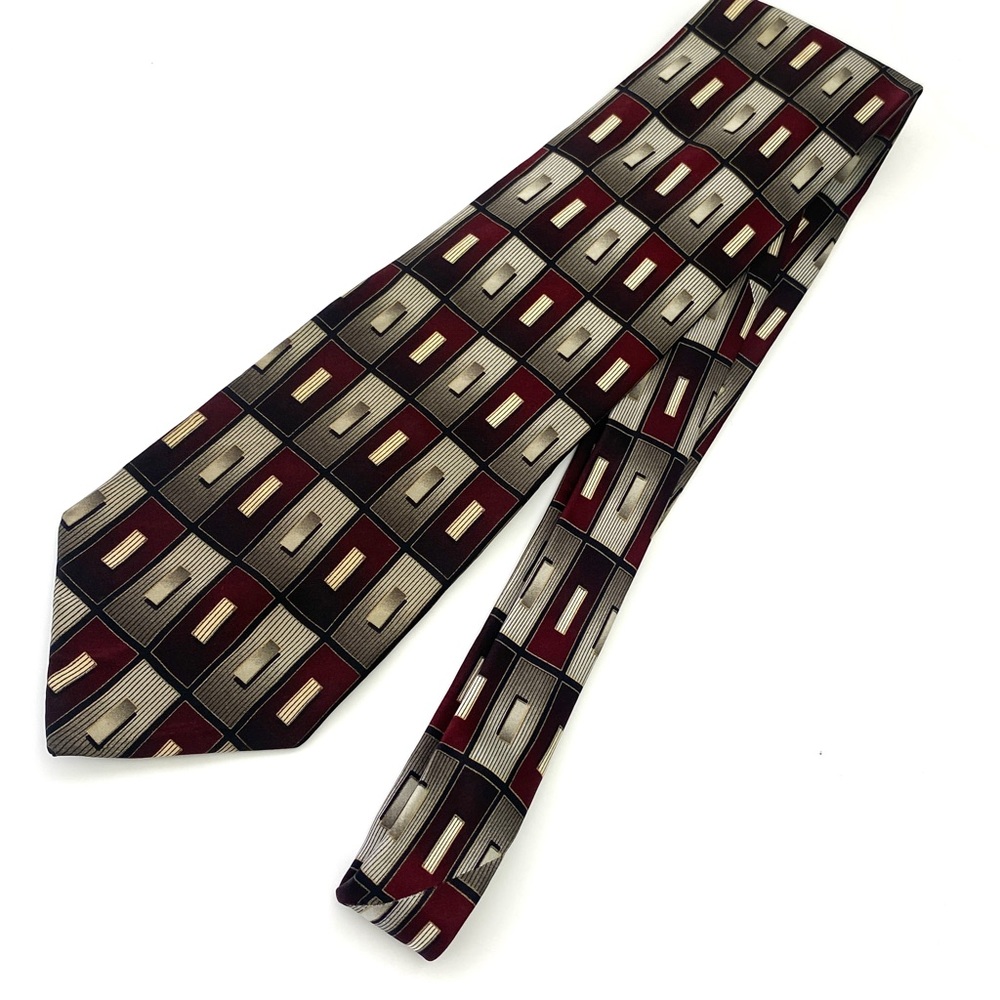 Alexander Julian Geometric Silk Necktie
